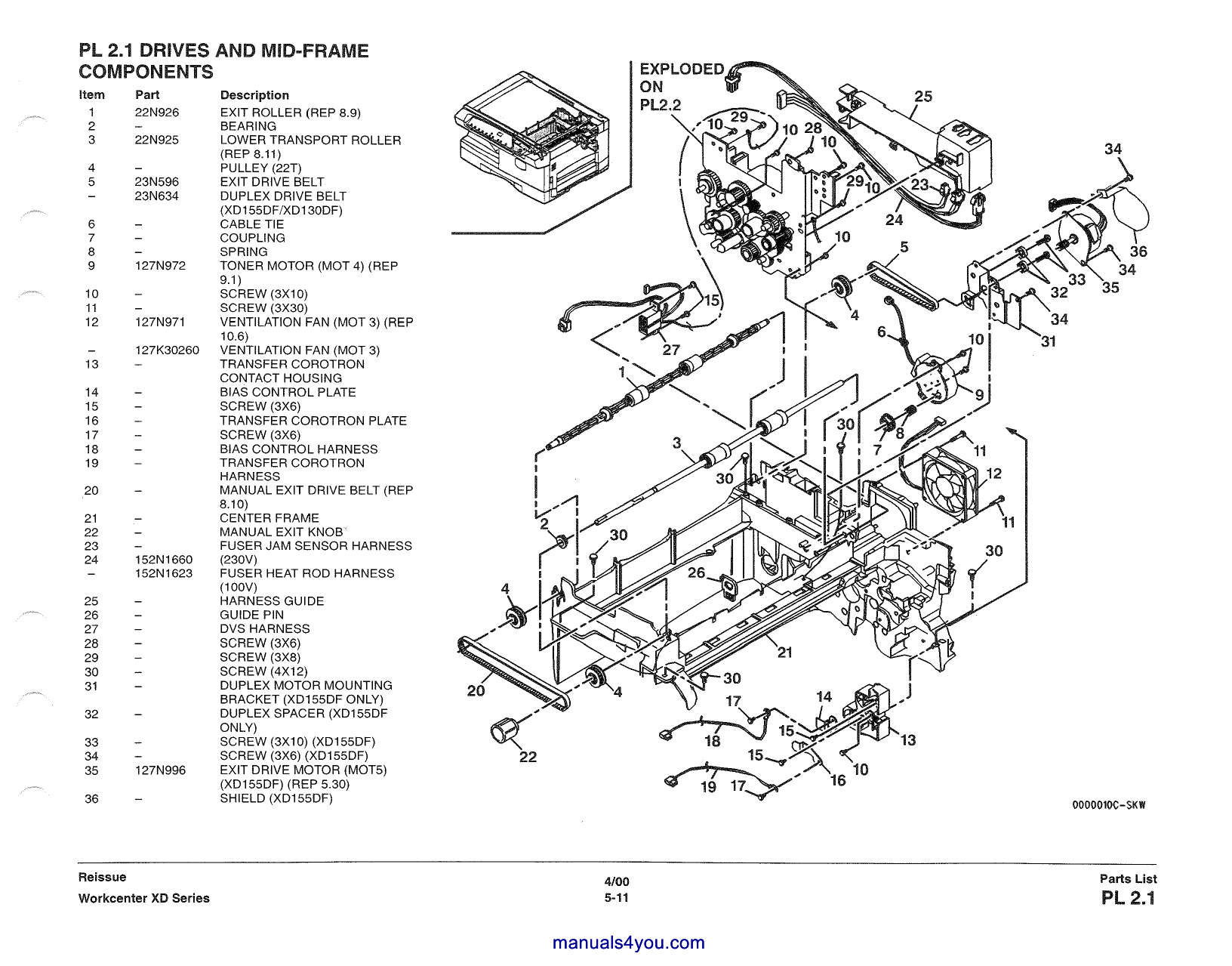 Xerox WorkCentre XD Series Parts List and Service Manual-5